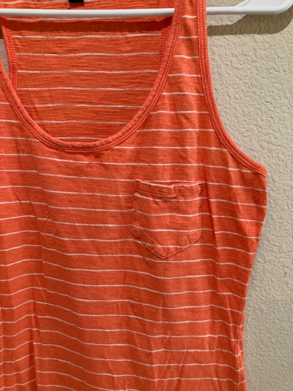Gap Tank Top Orange White Stripe Racerback Pocket Cotton Soft Size M - Picture 2 of 8